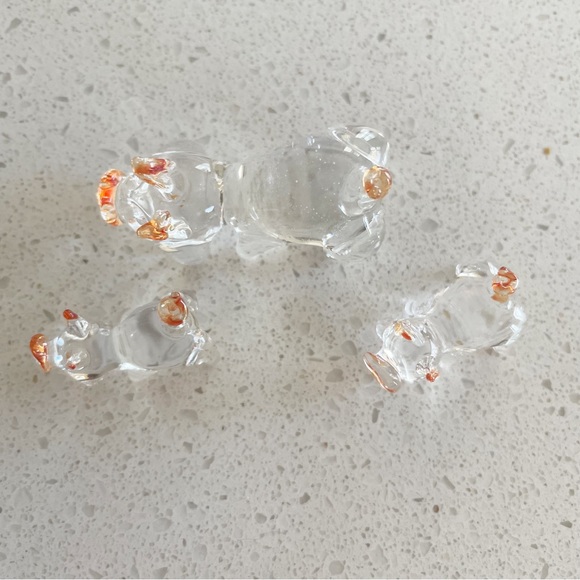 Minitures 3 glass pigs Clear with Orange Accents - Picture 5 of 6